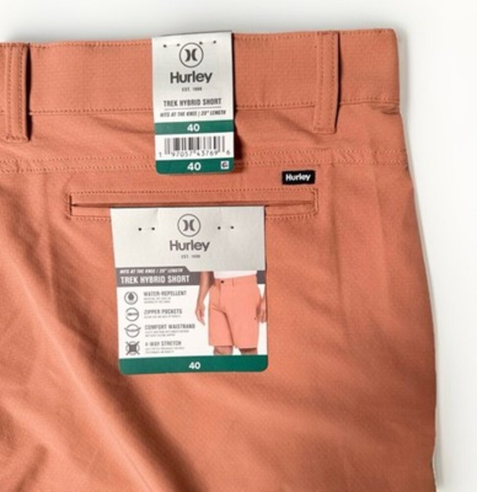 NWT Hurley Mens Trek Hybrid Short Sz 40 Knee Stretch Water Repellant Comfort